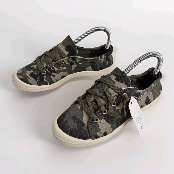 Time & Tru Camo Scrunch Back Memory Foam Womans 6.5 Sneakers Slip-on with Laces - Picture 1 of 8
